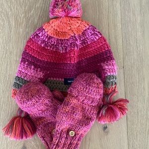 Gapkids Girls Crochet Hat And Mittens Set Colorful Size S/M